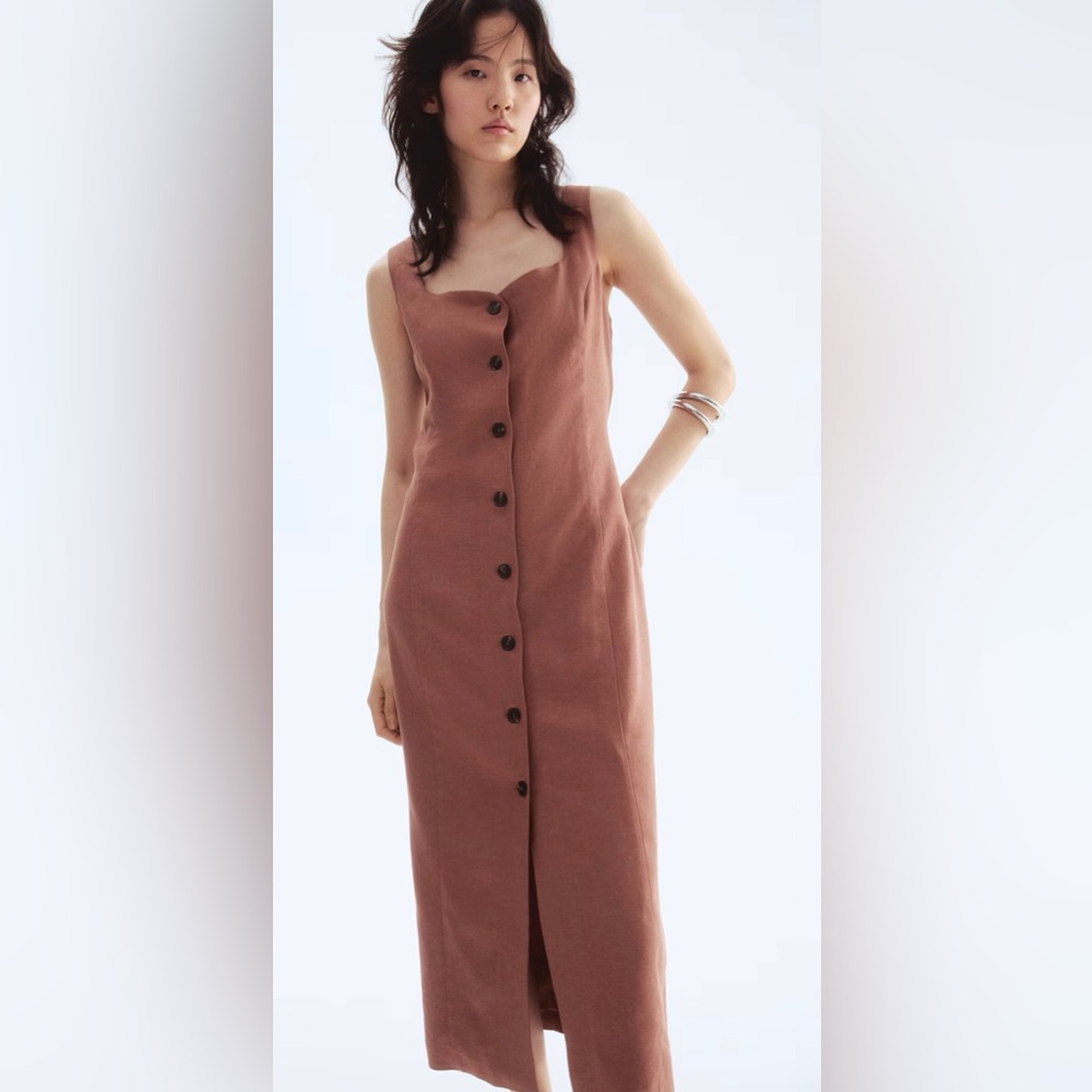 NWT H&M Button Down Brown Dress